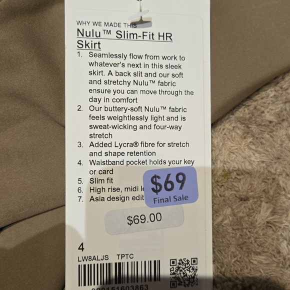 Lululemon Slim Fit HR Skirt Taupetasic Size 12 NWT - Picture 2 of 4